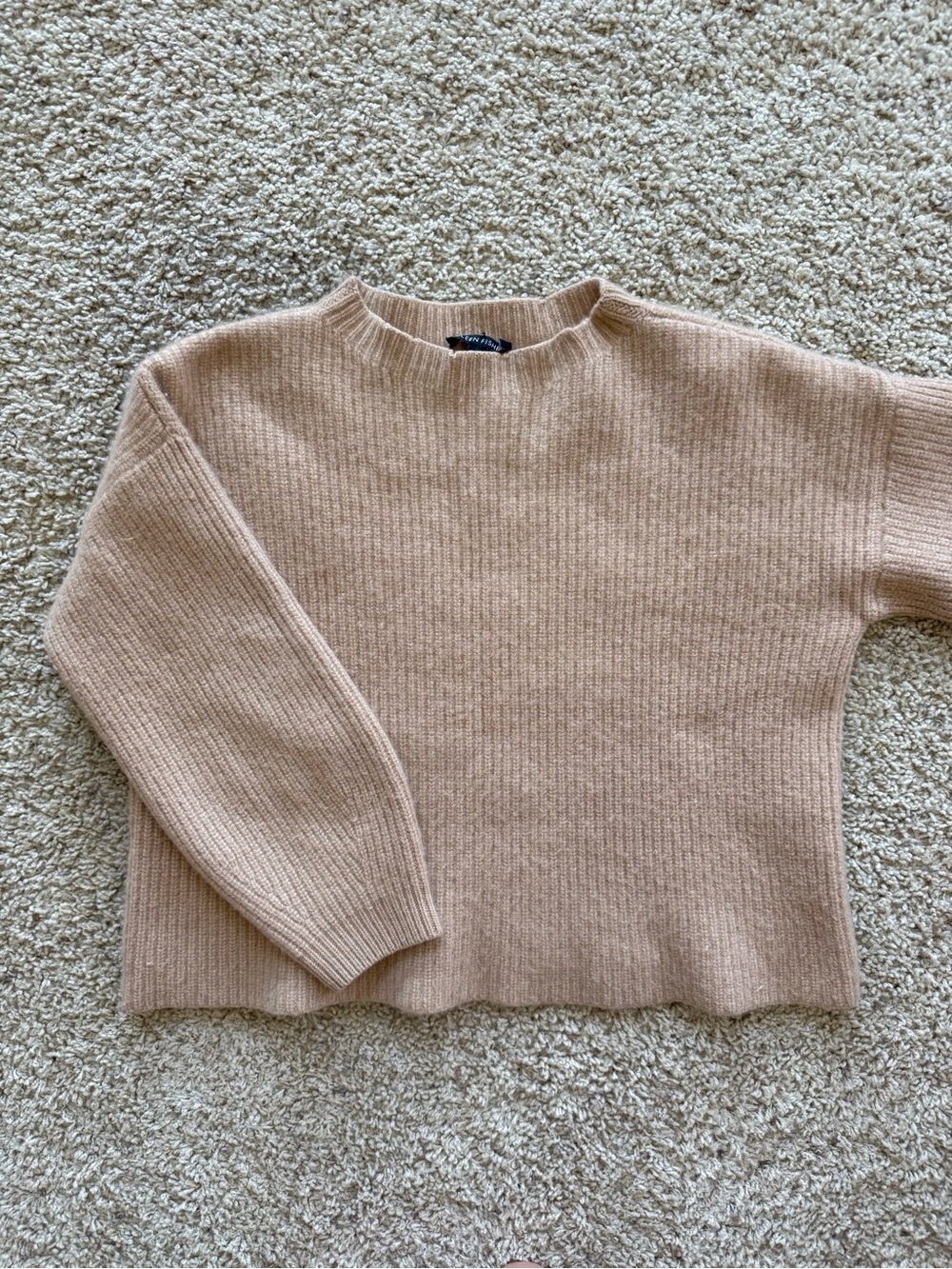 Eileen Fisher cashmere ribbed knit sweater minimalist quiet luxury coastal large